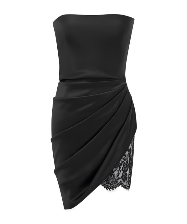 Pleated Asymmetrical Dress In Black