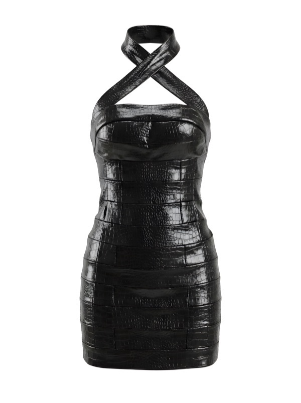 Criss-Cross Splicing Dress In Black