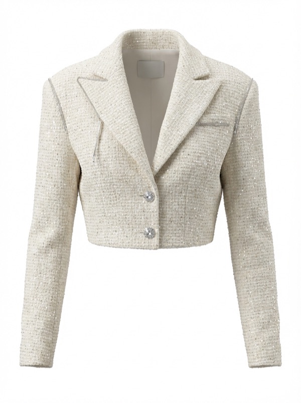 Cropped Blazer Jacket In Camel