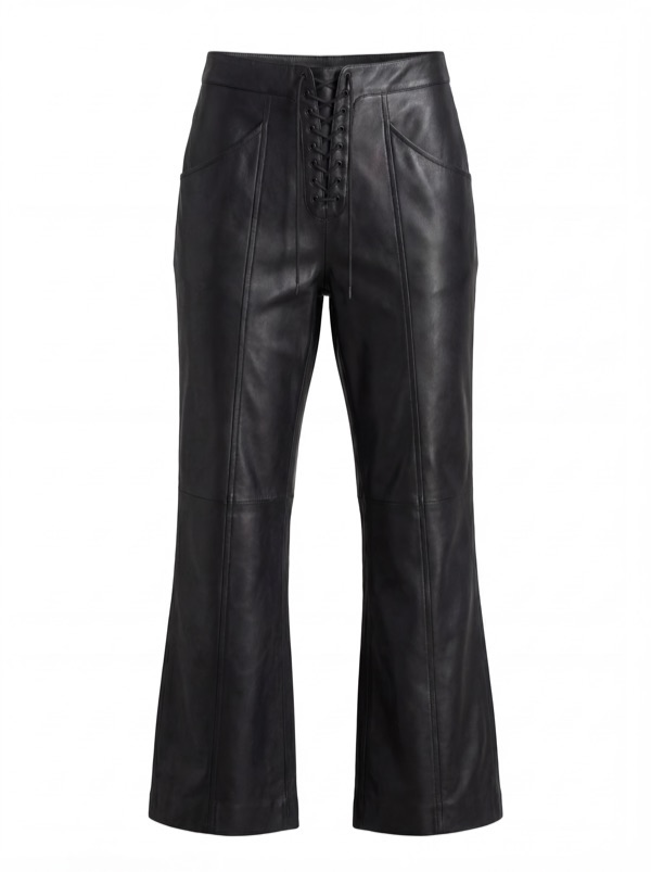 Lace-Up Flare Trousers In Black