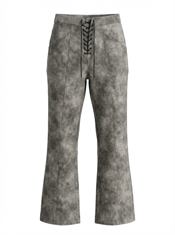 Lace-Up Flare Trousers In Grey