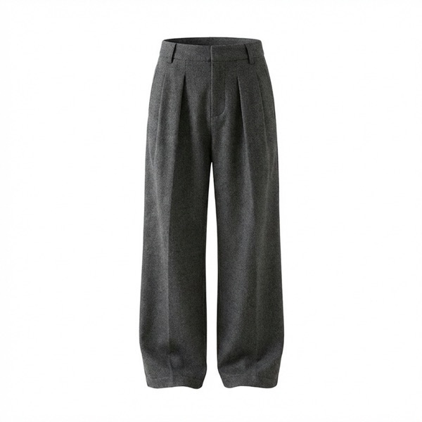 Wide-Leg Pleated Trousers 02 In Grey