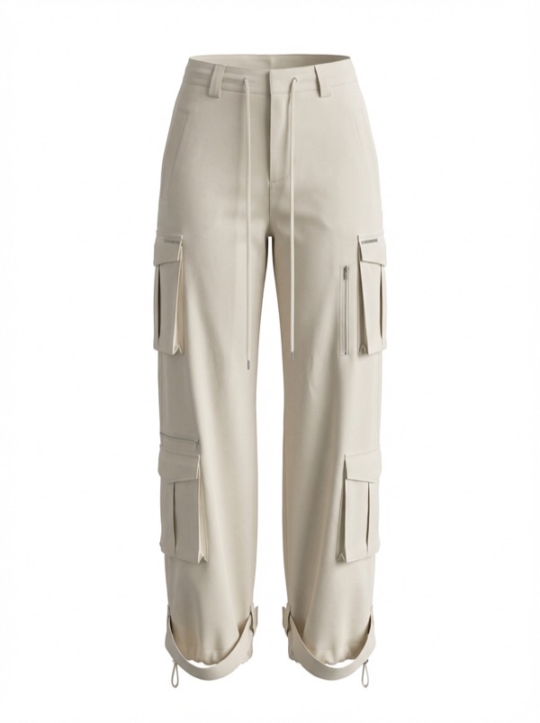 Cargo Pockets Trousers In White