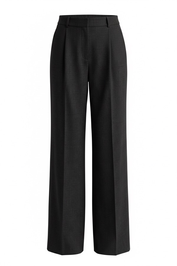 Wide-Leg Trousers In Charcoal
