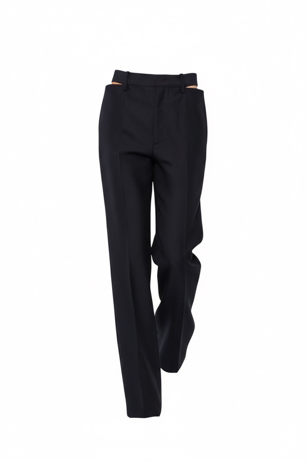 Cut-Out Straight Trousers In Navy