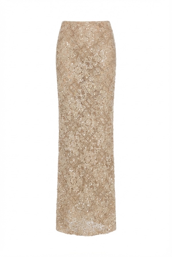 Sequin Maxi Skirt In Champagne