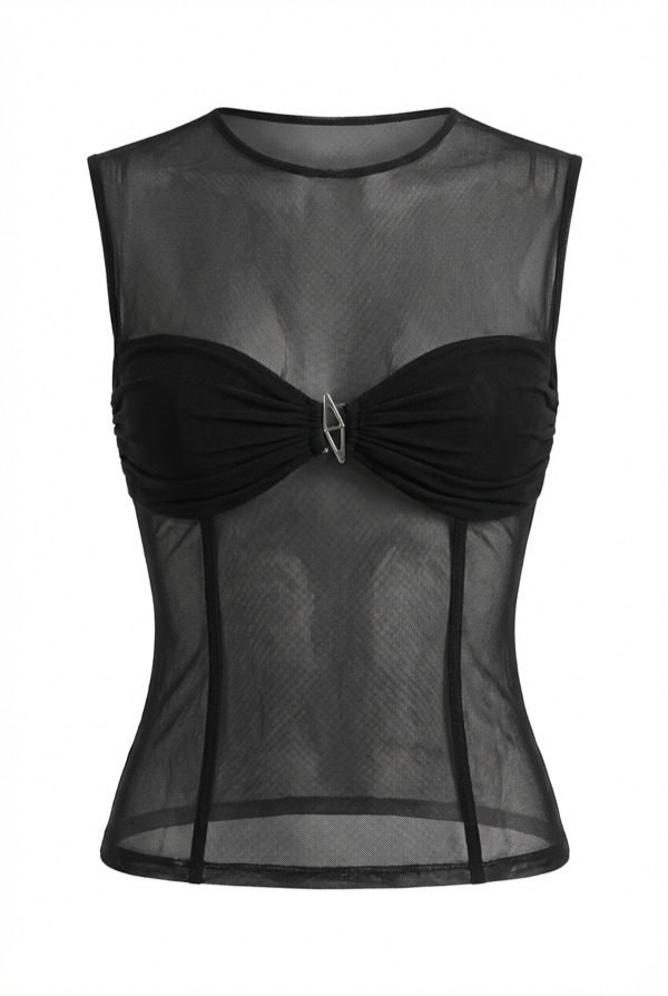 Embossed Rose Top In Black