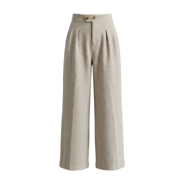Wide-leg pleated Trousers in Light Gray