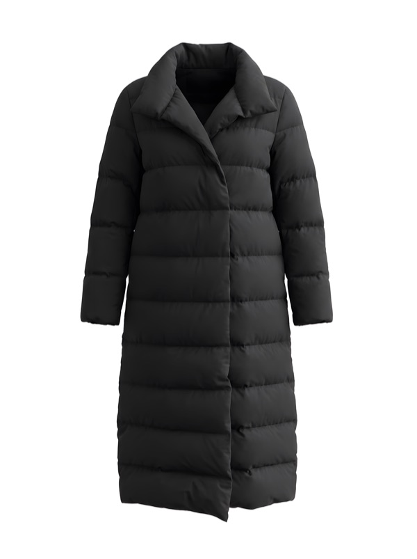 Straight-Cut Turn-Down Collar Coat in Black