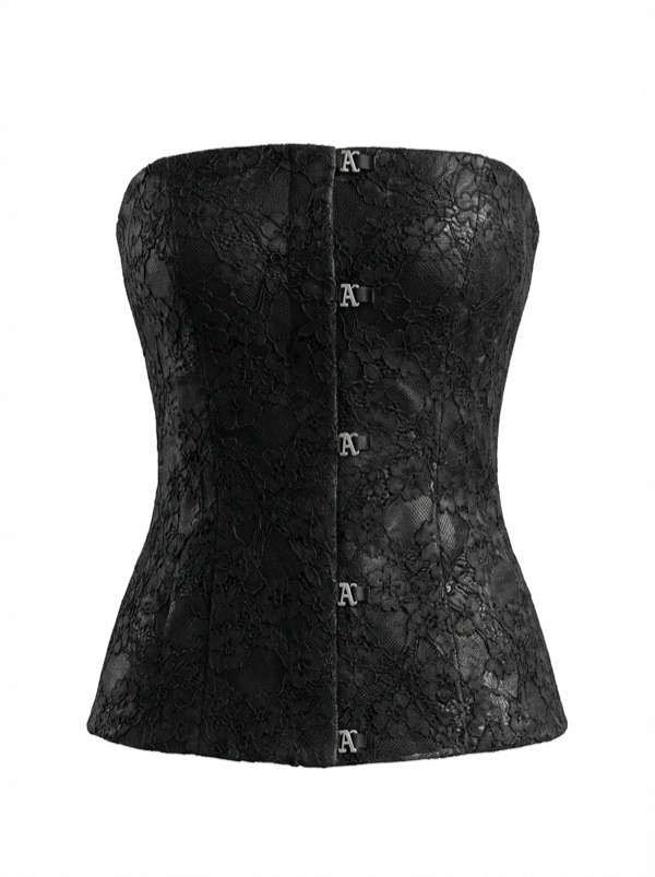 Lace-up Slim-Fit Vest in Black