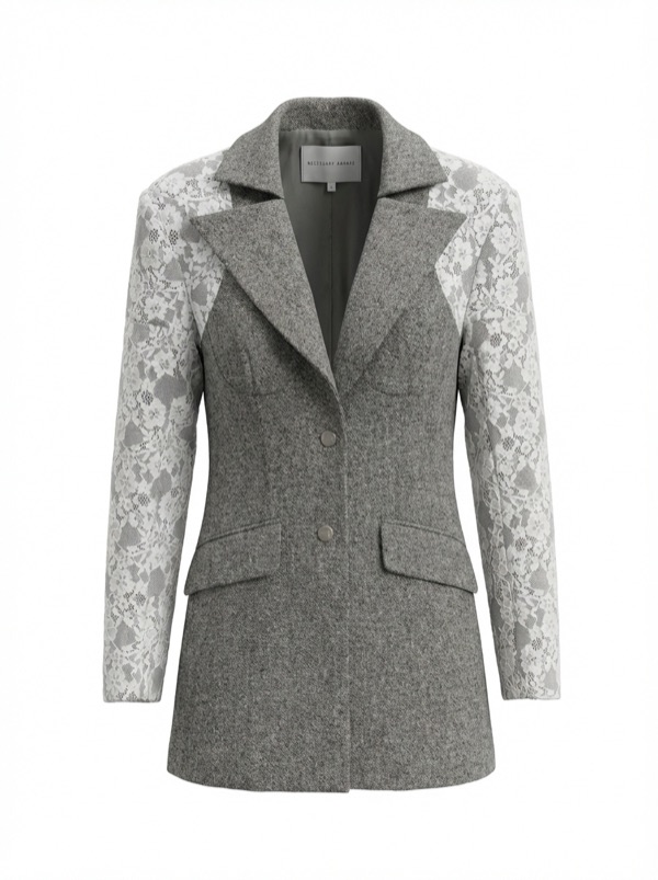 Lace Panelled Jacket in Grey