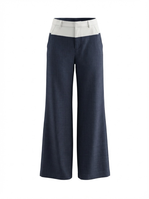 Wide-leg Trousers in Navy