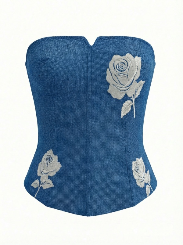 Embroidered Vest in Navy
